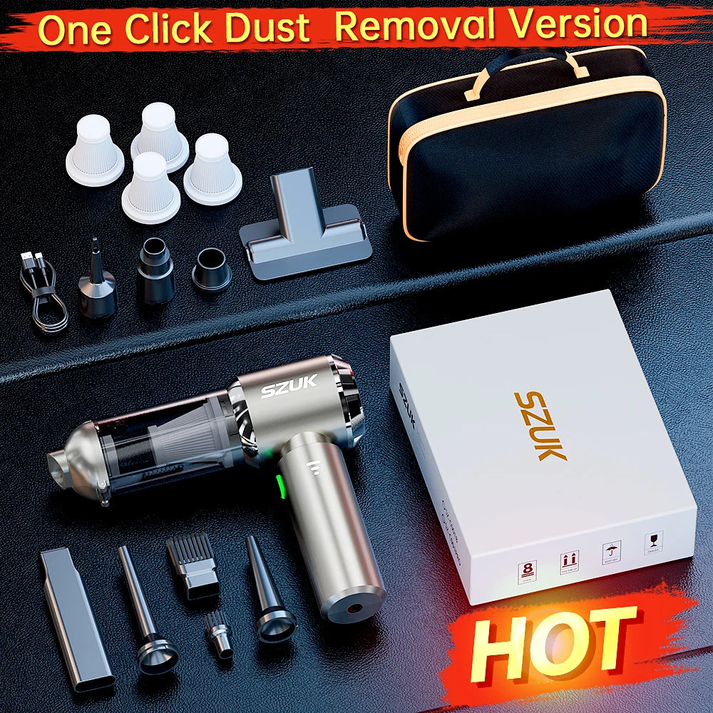 Aspirateur Sans Fil Portable pour Voiture – Mini Aspirateur Rechargeable Haute Puissance avec Filtre HEPA