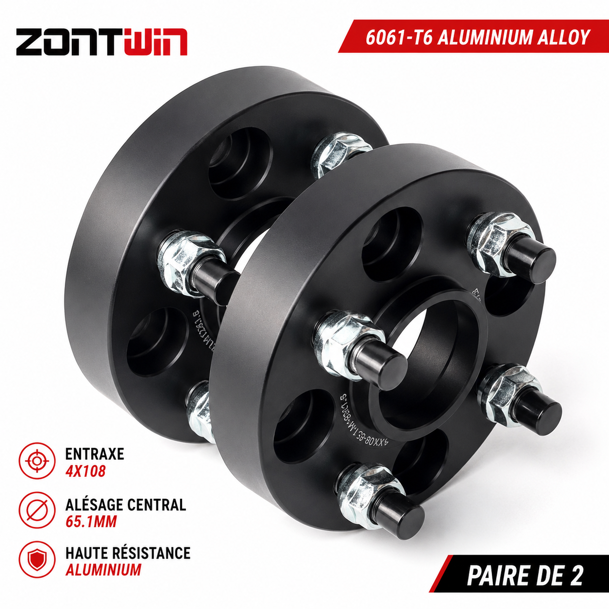 Cales de roue Peugeot 206 207 208 307 308 3008 4x108 – Élargisseurs de voie aluminium