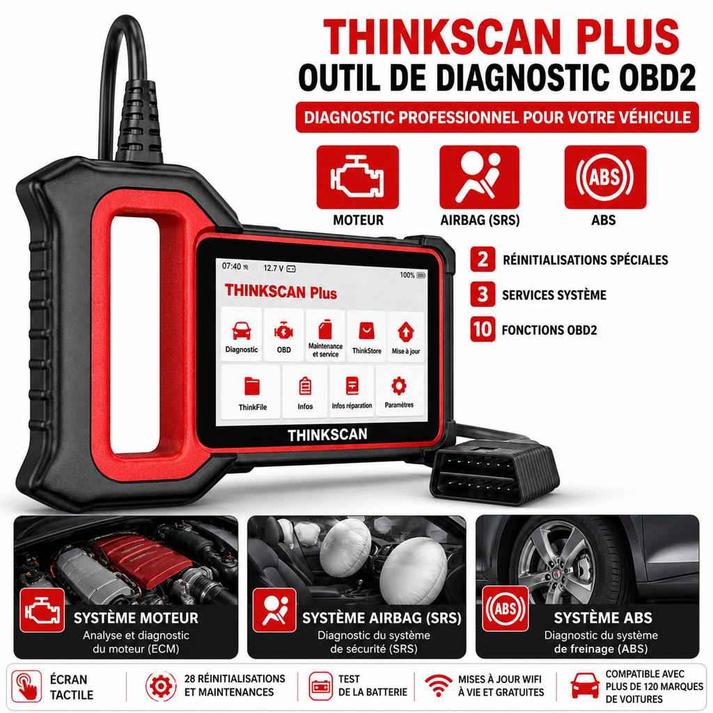 Valise Diagnostic Automobile OBD2 Professionnelle – Scanner ABS, Airbag (SRS) et Moteur (ECM)