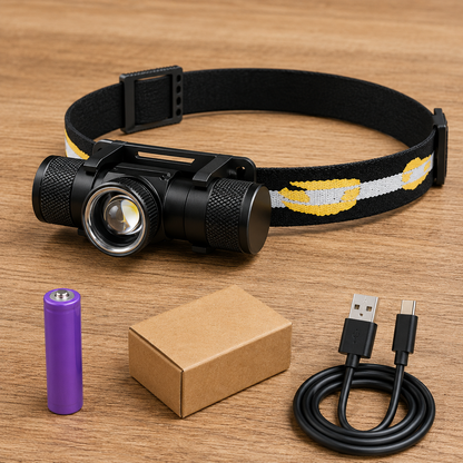 Lampe Frontale LED Rechargeable USB-C – Éclairage Puissant pour Camping, Bricolage et Réparation