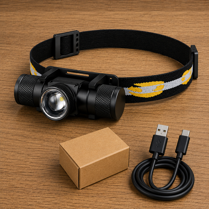 Lampe Frontale LED Rechargeable USB-C – Éclairage Puissant pour Camping, Bricolage et Réparation
