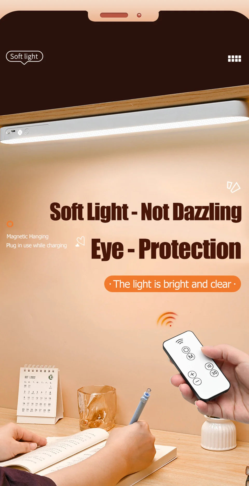 Eye-care Table Lamp LED Light Bar 48/28cm Rechargeable Wirless Desk Reading Lamp USB Night Light For Bedside Kitchen Cabinet