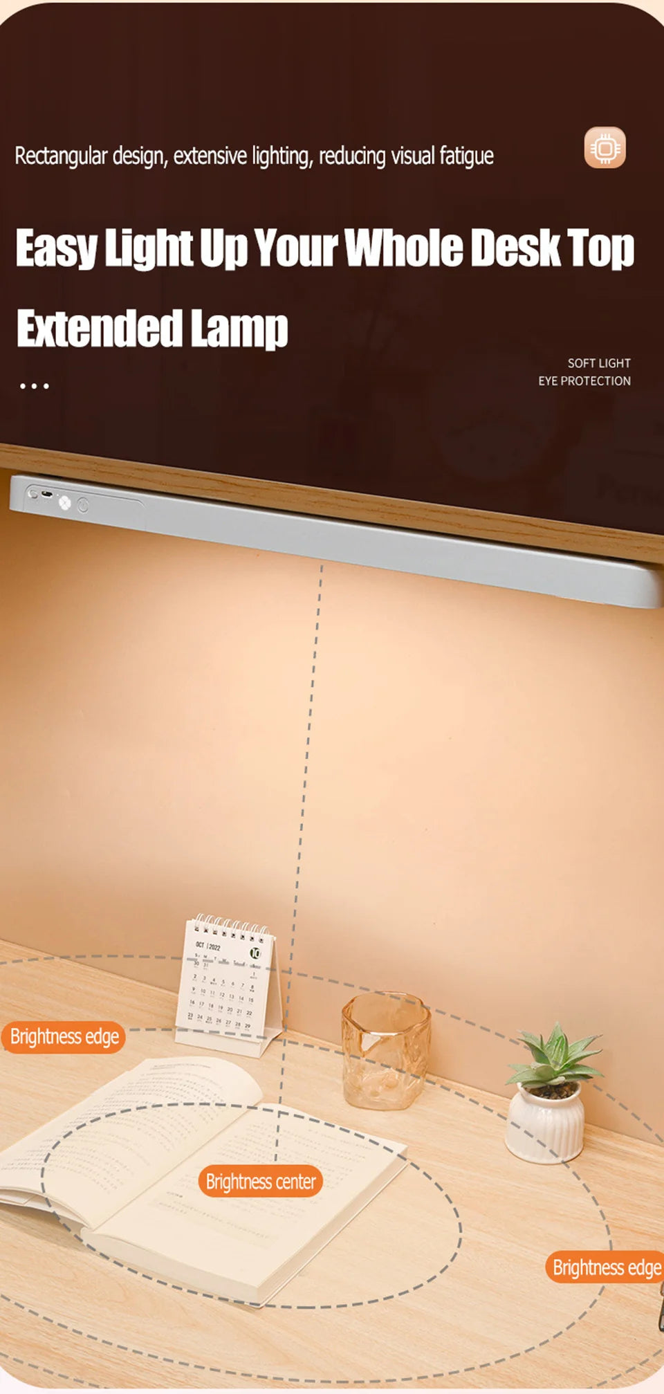 Eye-care Table Lamp LED Light Bar 48/28cm Rechargeable Wirless Desk Reading Lamp USB Night Light For Bedside Kitchen Cabinet