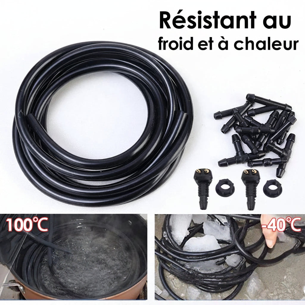 Kit Universel de Réparation de Tuyau de Lave-Glace Automobile – Durite, Connecteurs et Raccords pour Gicleurs de Pare-Brise