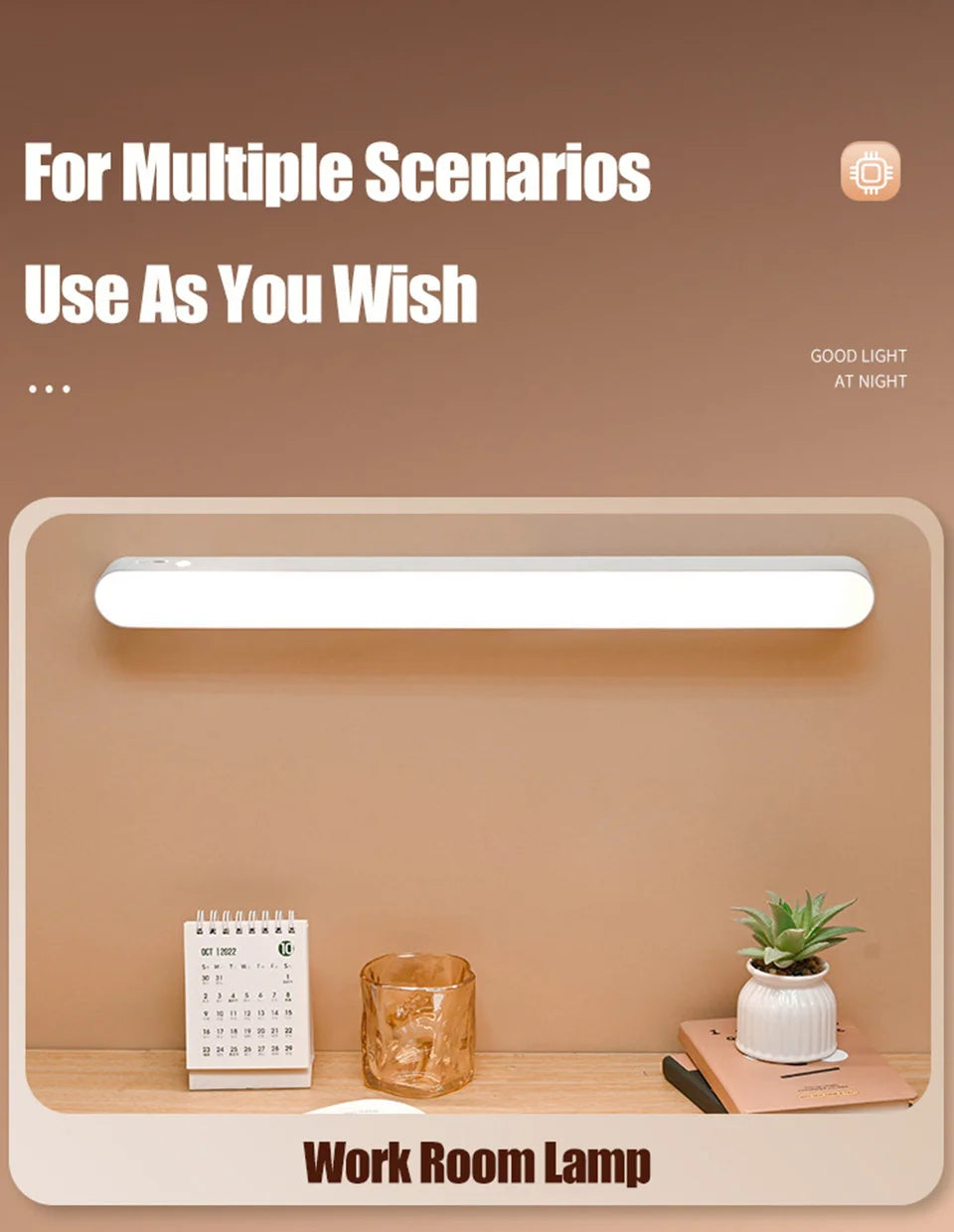 Eye-care Table Lamp LED Light Bar 48/28cm Rechargeable Wirless Desk Reading Lamp USB Night Light For Bedside Kitchen Cabinet