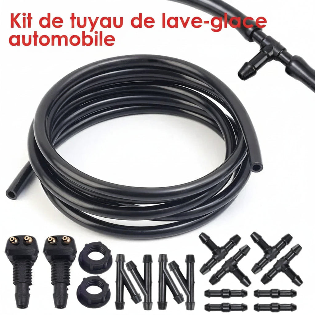 Kit Universel de Réparation de Tuyau de Lave-Glace Automobile – Durite, Connecteurs et Raccords pour Gicleurs de Pare-Brise