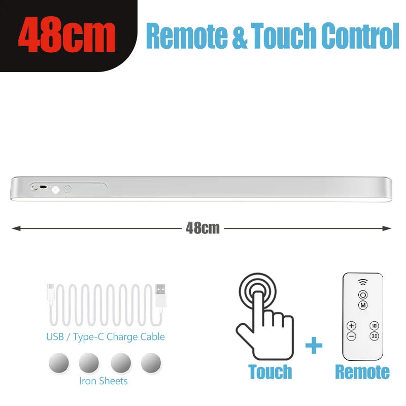 Eye-care Table Lamp LED Light Bar 48/28cm Rechargeable Wirless Desk Reading Lamp USB Night Light For Bedside Kitchen Cabinet
