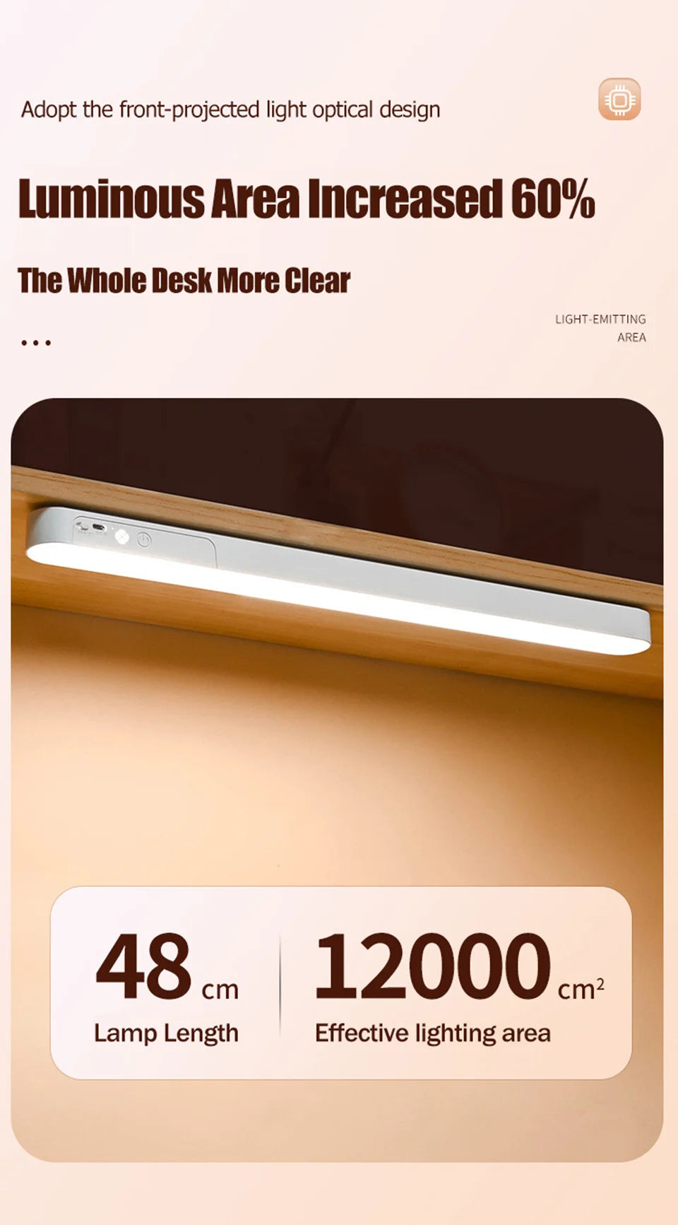 Eye-care Table Lamp LED Light Bar 48/28cm Rechargeable Wirless Desk Reading Lamp USB Night Light For Bedside Kitchen Cabinet