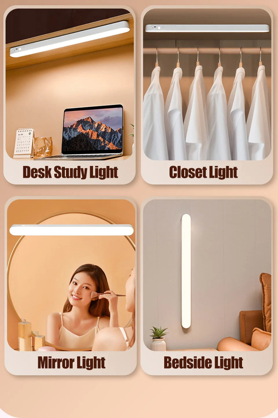 Eye-care Table Lamp LED Light Bar 48/28cm Rechargeable Wirless Desk Reading Lamp USB Night Light For Bedside Kitchen Cabinet