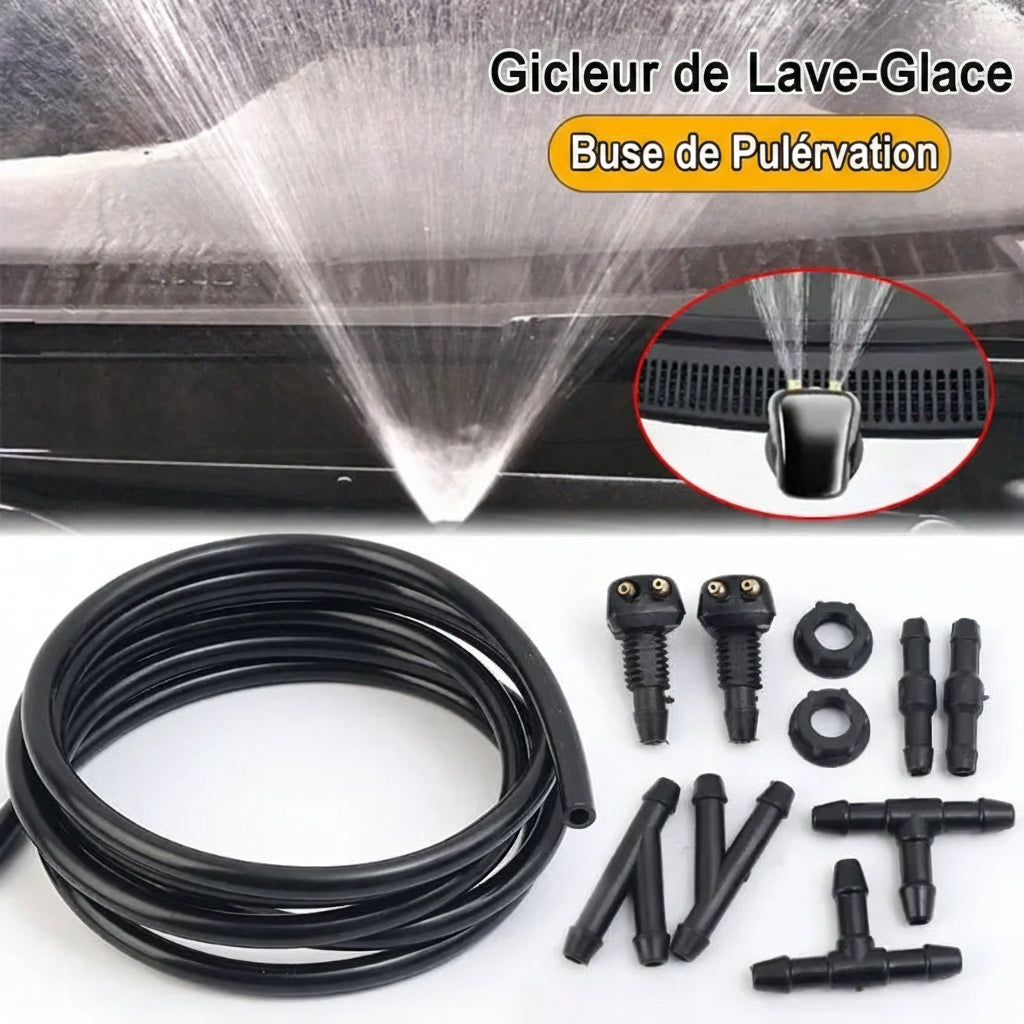 Kit Universel de Réparation de Tuyau de Lave-Glace Automobile – Durite, Connecteurs et Raccords pour Gicleurs de Pare-Brise
