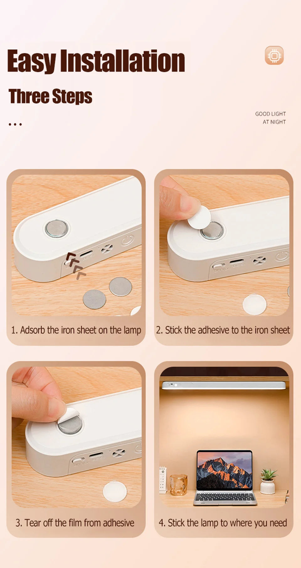 Eye-care Table Lamp LED Light Bar 48/28cm Rechargeable Wirless Desk Reading Lamp USB Night Light For Bedside Kitchen Cabinet