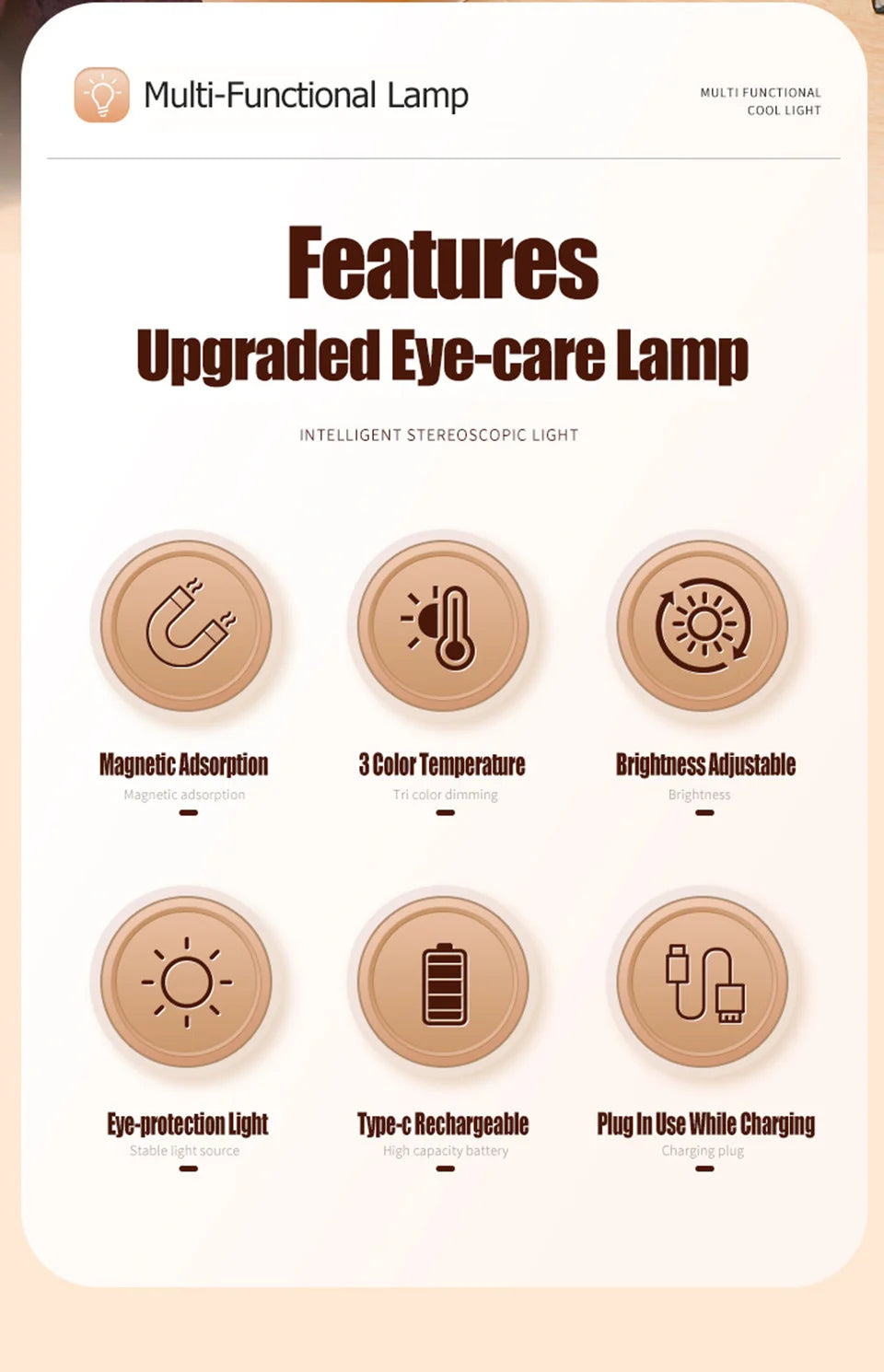 Eye-care Table Lamp LED Light Bar 48/28cm Rechargeable Wirless Desk Reading Lamp USB Night Light For Bedside Kitchen Cabinet