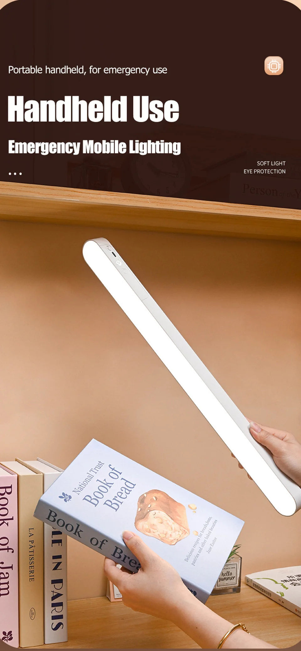 Eye-care Table Lamp LED Light Bar 48/28cm Rechargeable Wirless Desk Reading Lamp USB Night Light For Bedside Kitchen Cabinet