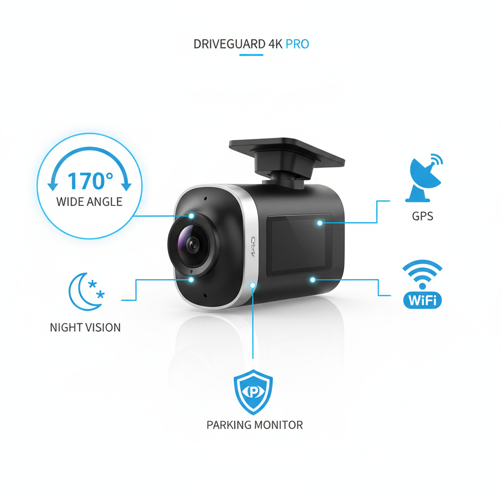 Dashcam 4K infographie fonctionnalités